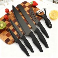 SET DE CUCHILLOS MANGO 6 PIEZAS Y PELADOR DE PAPAS COLOR NEGRO MOD AJ3330135