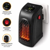 ESTUFA CALEFACTOR ELECTRICA PORTATIL CALENTADOR DE OFICINA DORMITORIO COLOR NEGRO