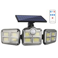 LAMPARA REFLECTOR PARA EXTERIORES TRIPLE CABEZAL PANEL SOLAR CON SENSOR DE MOVIMIENTO MOD FL1725A