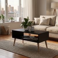Mesa de Centro Hortensia patas de madera Movenda Negro