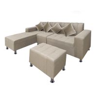 Sofá Seccional Bremen 4 Cuerpos con Puff Beige Movenda