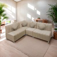 Sofá Seccional en L Treveris 5 Cuerpos Beige Movenda