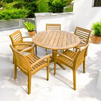 Comedor de Exterior de Madera Redondo Arauca 5 Personas Movenda