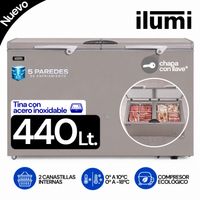 Congeladora Ilumi TFI-4402DG 2 Tapas 440 Lts Gris