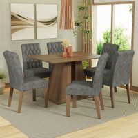 Juego de Comedor Fabiana con 6 Sillas Marrón/Silver