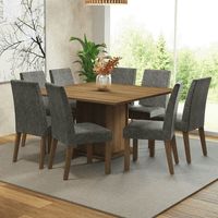 Juego de Comedor Doris con 8 Sillas Marrón/Silver