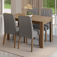 Juego de Comedor Hera con 4 Sillas Marrón/Silver
