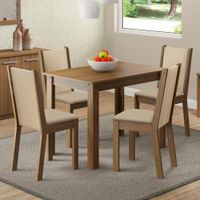 Juego de Comedor Cíntia con 4 Sillas Marrón/Beige
