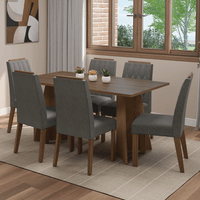 Juego de Comedor Leon con 6 Sillas Marrón/Silver