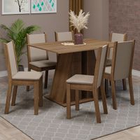 Juego de Comedor Wendy con 6 Sillas Marrón/Beige