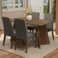 Juego de Comedor Évora con 4 Sillas Marrón/Silver