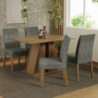 Juego de Comedor Agnes con 4 Sillas Marrón/Silver