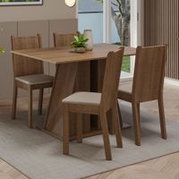 Juego de Comedor Marilyn con 4 Sillas Marrón/Beige