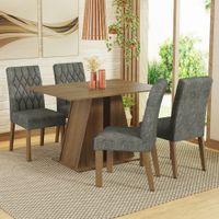 Juego de Comedor Gisele con 4 Sillas Marrón/Silver