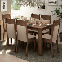 Juego de Comedor Jaíne con 6 Sillas Marrón/Beige