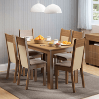 Juego de Comedor Honduras con 6 Sillas Marrón/Beige