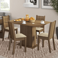Juego de Comedor Lexy con 4 Sillas Marrón/Beige