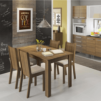 Juego de Comedor Rosie con 4 Sillas Marrón/Beige