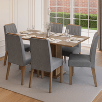 Juego de Comedor Bosque con 6 Sillas Marrón/Silver