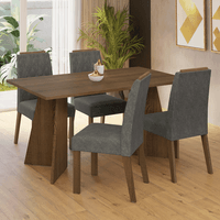 Juego de Comedor Tulum con 4 Sillas Marrón/Silver