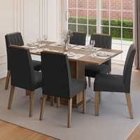 Juego de Comedor Bosque con 6 Sillas Marrón/Oxford