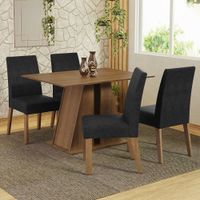 Juego de Comedor Agnes con 4 Sillas Marrón/Oxford