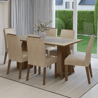 Juego de Comedor Soho con 6 Sillas Marrón/Crema/Imperial