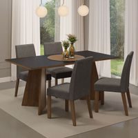 Juego de Comedor April con 4 Sillas Marrón/Negro/Silver