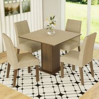 Juego de Comedor Deise con 4 Sillas Marrón/Crema/Imperial
