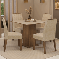 Juego de Comedor Cannes con 4 Sillas Marrón/Crema/Imperial