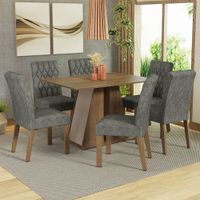 Juego de Comedor Fabiana con 6 Sillas Marrón/Crema/Silver