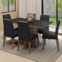 Juego de Comedor Cedro con 6 Sillas Marrón/Negro/Oxford