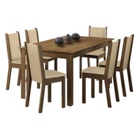Juego de Comedor Miriam con 6 Sillas Marrón/Crema/Beige