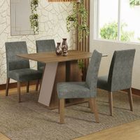 Juego de Comedor Agnes con 4 Sillas Marrón/Crema/Silver