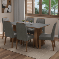 Juego de Comedor Leon con 6 Sillas Marrón/Gris/Silver