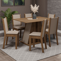 Juego de Comedor Wendy con 6 Sillas Marrón/Crema/Beige