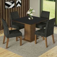 Juego de Comedor Karina con 4 Sillas Marrón/Negro/Oxford