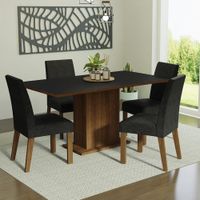 Juego de Comedor Keila con 4 Sillas Marrón/Negro/Oxford