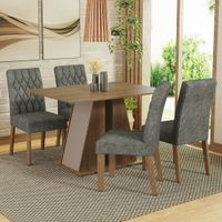 Juego de Comedor Gisele con 4 Sillas Marrón/Crema/Silver