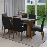 Juego de Comedor Soho con 6 Sillas Marrón/Negro/Oxford
