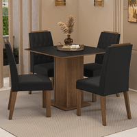 Juego de Comedor Cannes con 4 Sillas Marrón/Negro/Oxford