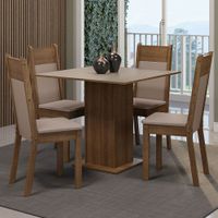 Juego de Comedor Claire con 4 Sillas Marrón/Crema/Beige