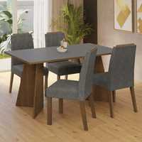 Juego de Comedor Tulum con 4 Sillas Marrón/Gris/Silver
