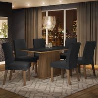 Juego de Comedor Luciana con 6 Sillas Marrón/Negro/Oxford