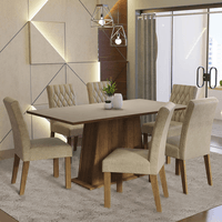 Juego de Comedor Britney con 6 Sillas Marrón/Crema/Imperial