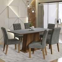 Juego de Comedor Britney con 6 Sillas Marrón/Gris/Silver