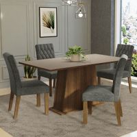Juego de Comedor Ashley con 4 Sillas Marrón/Crema/Silver