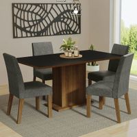 Juego de Comedor Keila con 4 Sillas Marrón/Negro/Silver