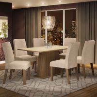 Juego de Comedor Luciana con 6 Sillas Marrón/Crema/Imperial