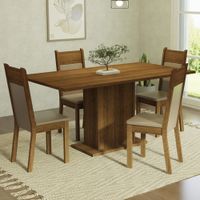 Juego de Comedor Elisa con 4 Sillas Marrón/Crema/Beige